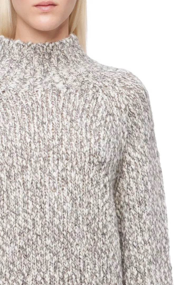 Pullover-Drykorn-KIMINA 10-creme-meliert-Stehkragen-Ballonaermel