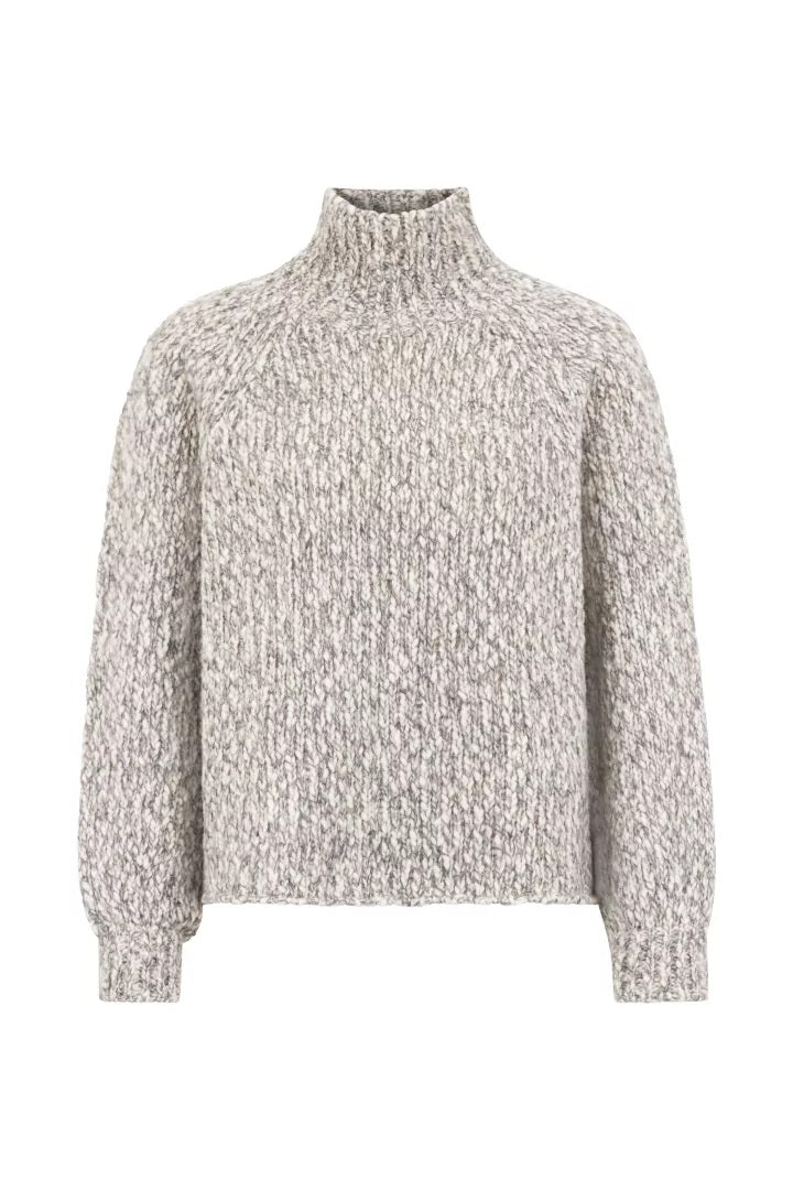 Pullover-Drykorn-KIMINA 10-creme-meliert-Stehkragen-Ballonaermel