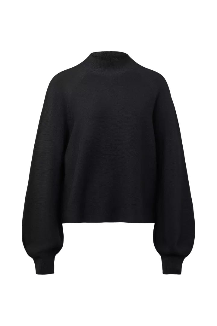 Pullover-Drykorn -KIMONI 10-stehkragen-gerippt-ballonaermel-schwarz