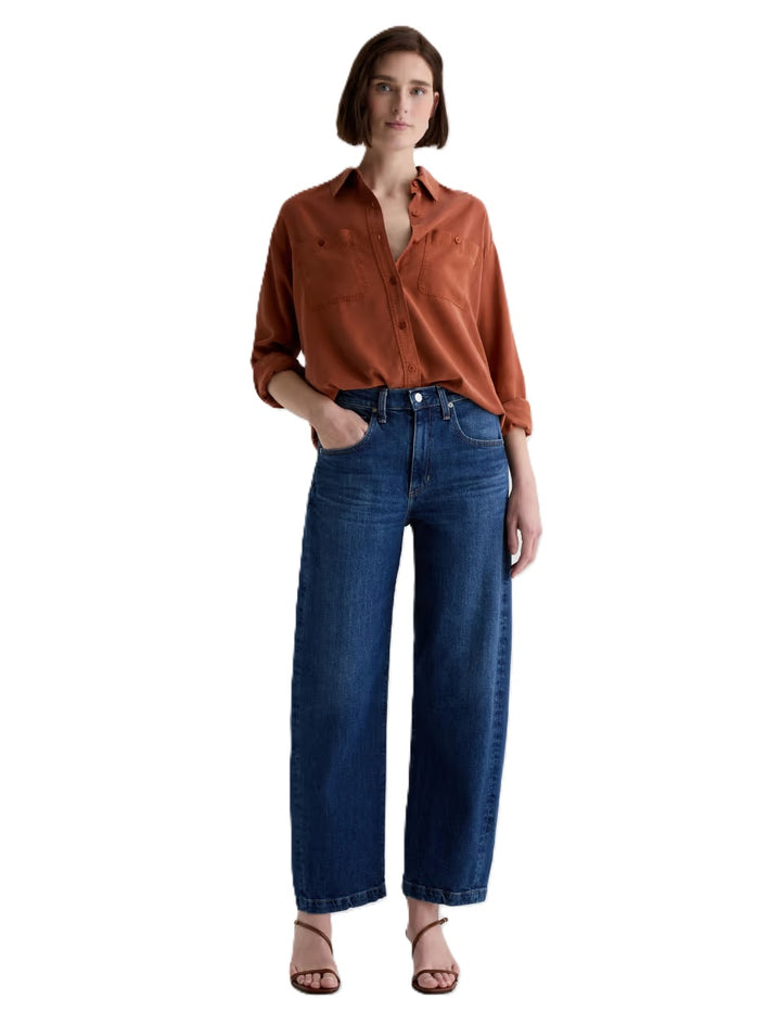 Jeans-AG-Hattie-High-Rise-Barrel-Hose-Stretch-blau