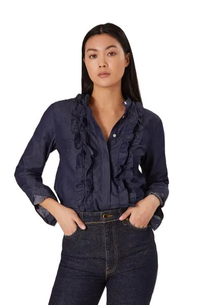 Bluse SoSue Ruffle Denim