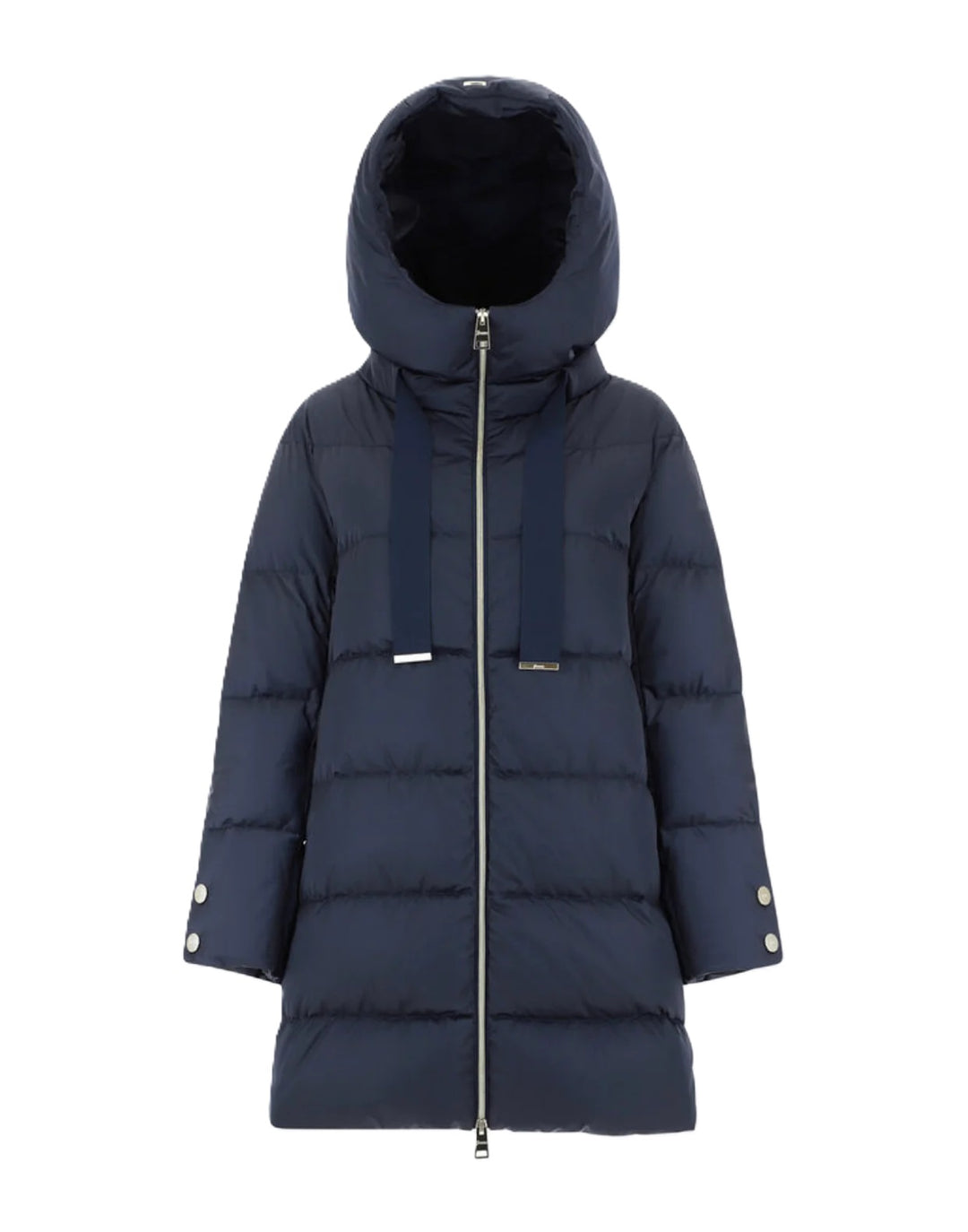 Jacke-Herno-Kapuze-Goldene Knoepfe-Zip-Ripsband-blau