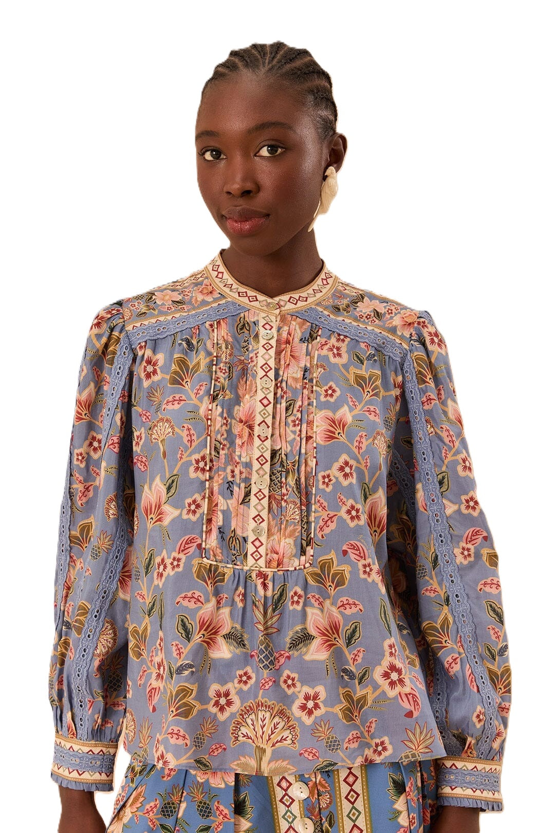 Bluse Farm Rio SUPERBLOOM TAPESTRY BLUE BLOUSE