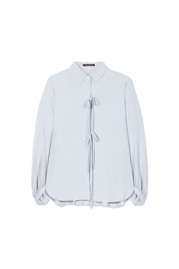 Bluse-Luisa Cerano-fallender Seidenmix-Schleifen-hellblau 