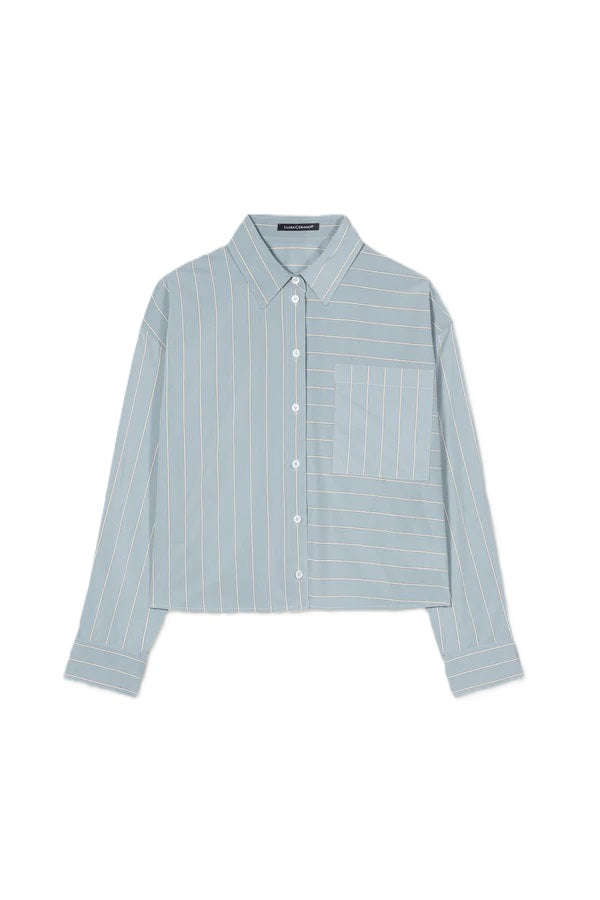 Bluse-Luisa Cerano-boxy Schnitt-Streifen-große Tasche