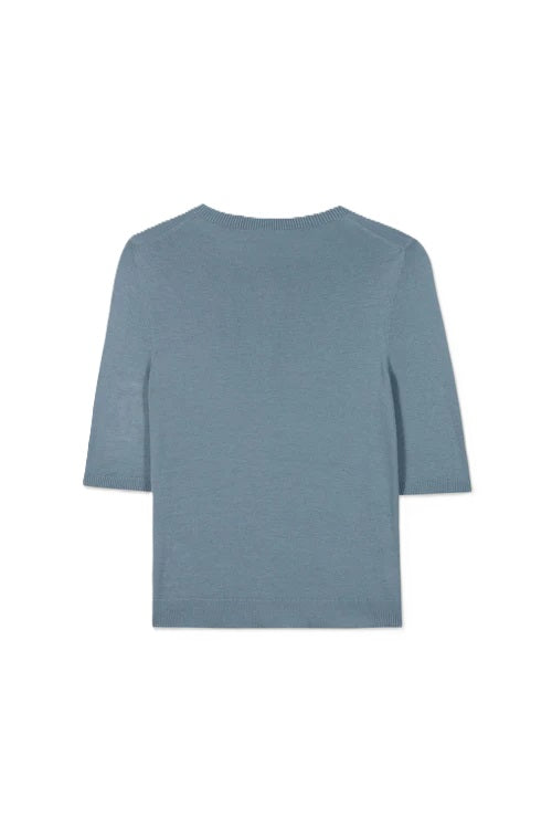 Pullover-Luisa Cerano-Feinstrick Pullover-Greyish blue-Kurzarm 