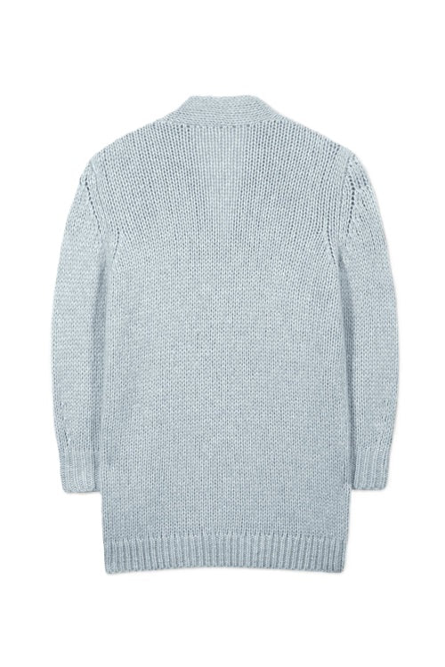 Luisa Cerano-Long-Cardigan-Open Front-hellblau-offen geschnitten 