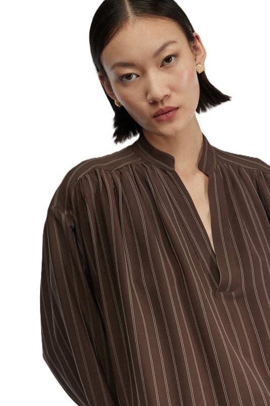 Bluse-Semicouture-Braun-Bluse-Margherita-Streifen 