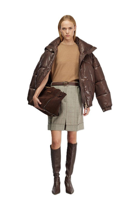 Jacke-Semicouture-Braun-Piumino-Susana-Steppjacke-Leichtdaune