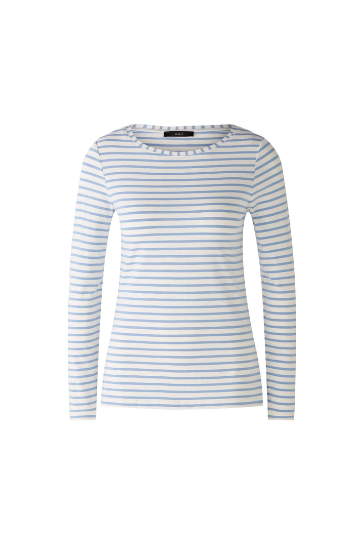 Shirt-Oui-Sumiko-Langarm-Weiss-Blau-Streifen