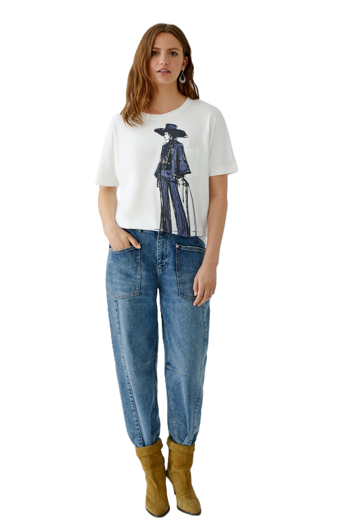 T-Shirt-Oui-Cloud-Dancer-Weiss-Blau-Frau-Muster