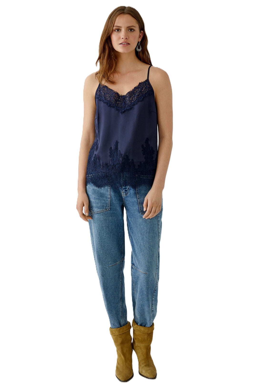 Top-Oui-Spitzentop-Dunkelblau