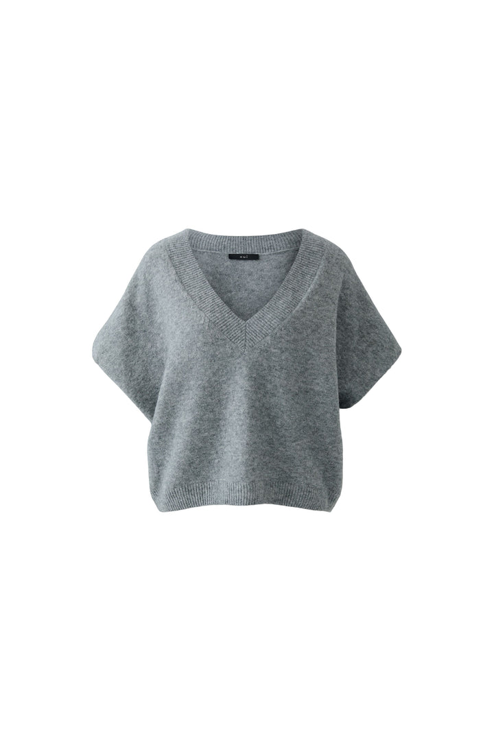 Sweatshirt-Oui-Pullunder-Graphite-Grau-Kurzarm