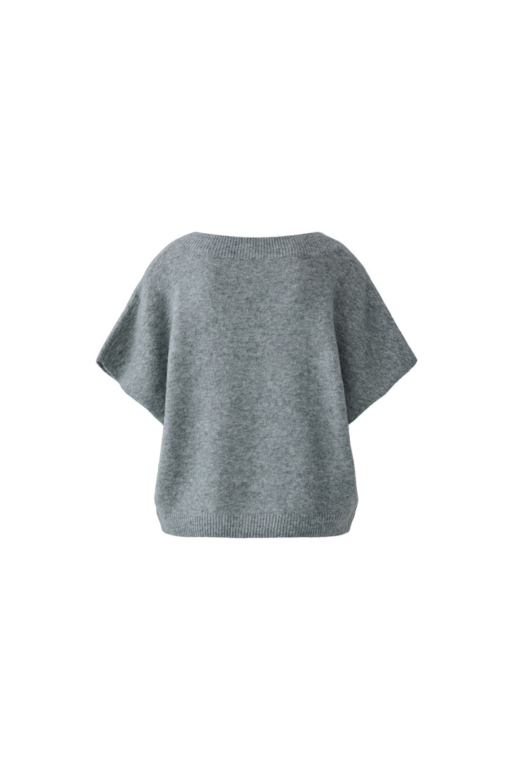 Sweatshirt-Oui-Pullunder-Graphite-Grau-Kurzarm