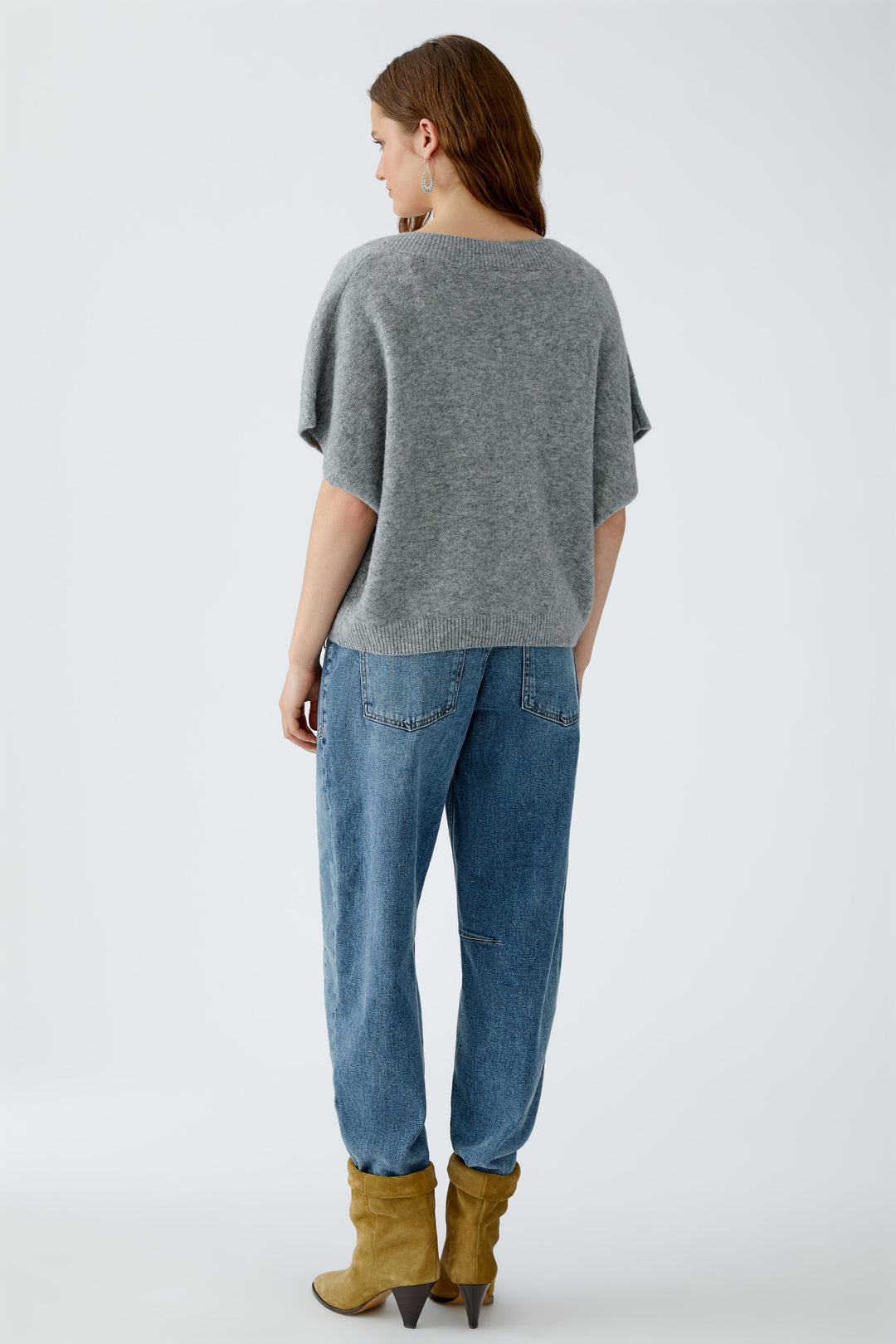 Sweatshirt-Oui-Pullunder-Graphite-Grau-Kurzarm