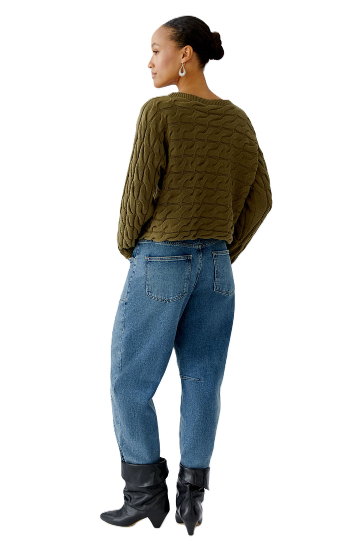 Pulli-Oui-SIRAH-kurz-kastig-Zopfpulli-kaki