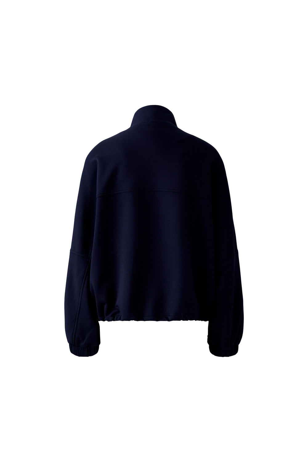Jacke-Oui-dunkelblau-aufgesetzte Taschen aus Satin-Stehkragen 