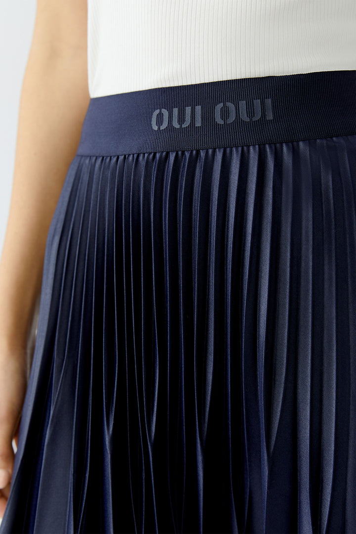 Rock-Oui-Plisseerock-Dunkelblau-Satin-Gummibund