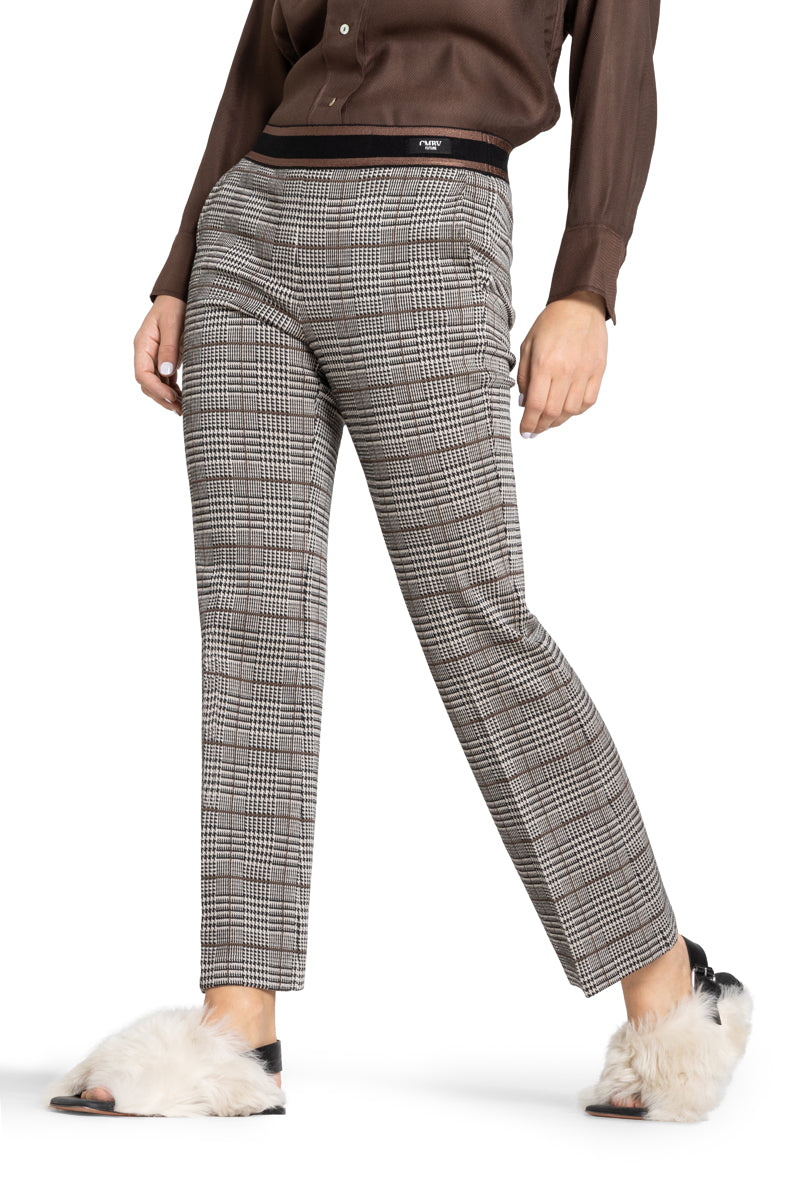 Hose-Cambio-Francoise cropped-kariert-Gummibund-Eingriffstaschen 