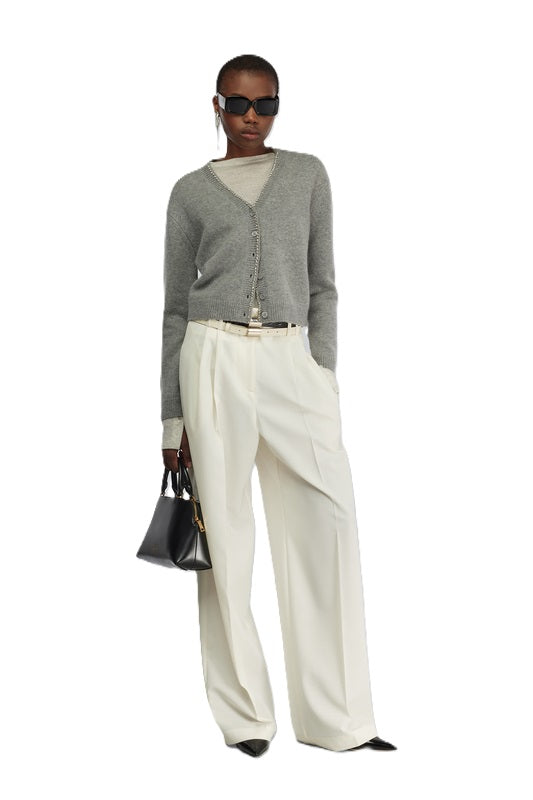 Strickjacke-Semicouture-Clarinda-Grau-Knoepfe-Cardigan-Grey-Melange