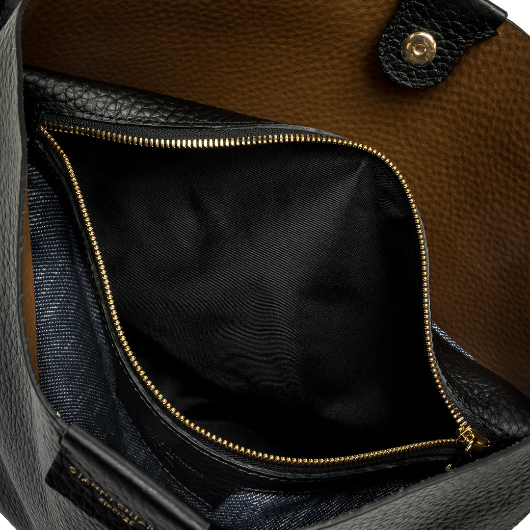 Tasche-Gianni-Chiarini-ARETHA-Doppeltes Leder-Maxi-Narbung-schwarz