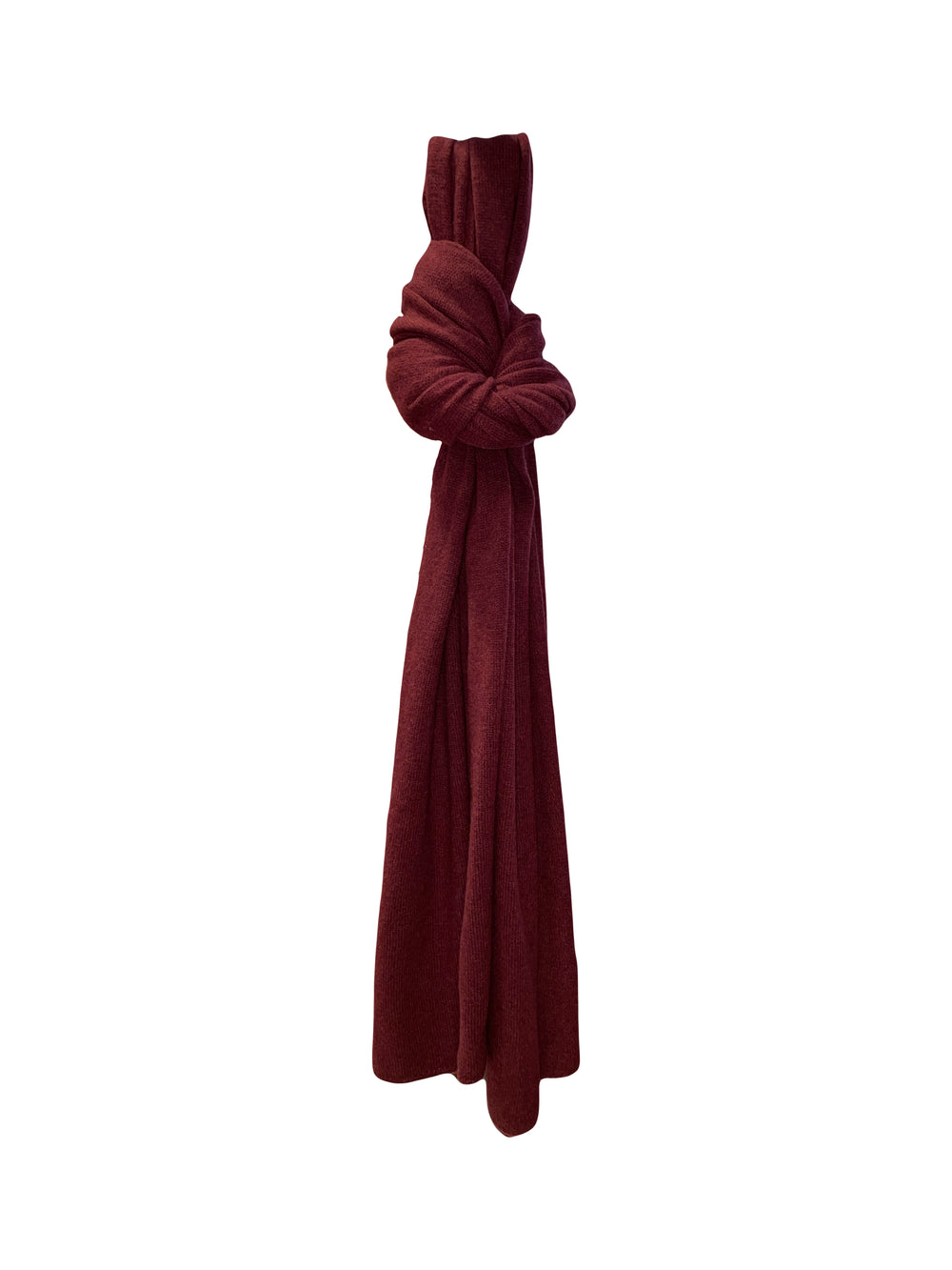 Schal-FFC-Klassisch-Glattstrick-Cashmere-Eckig-Weinrot