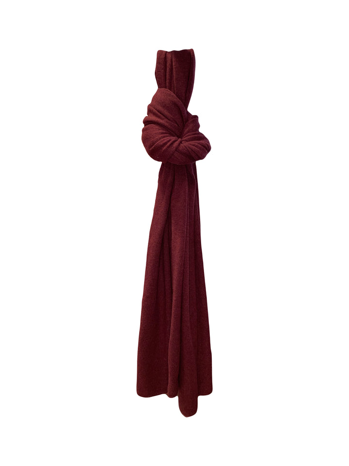 Schal-FFC-Klassisch-Glattstrick-Cashmere-Eckig-Weinrot