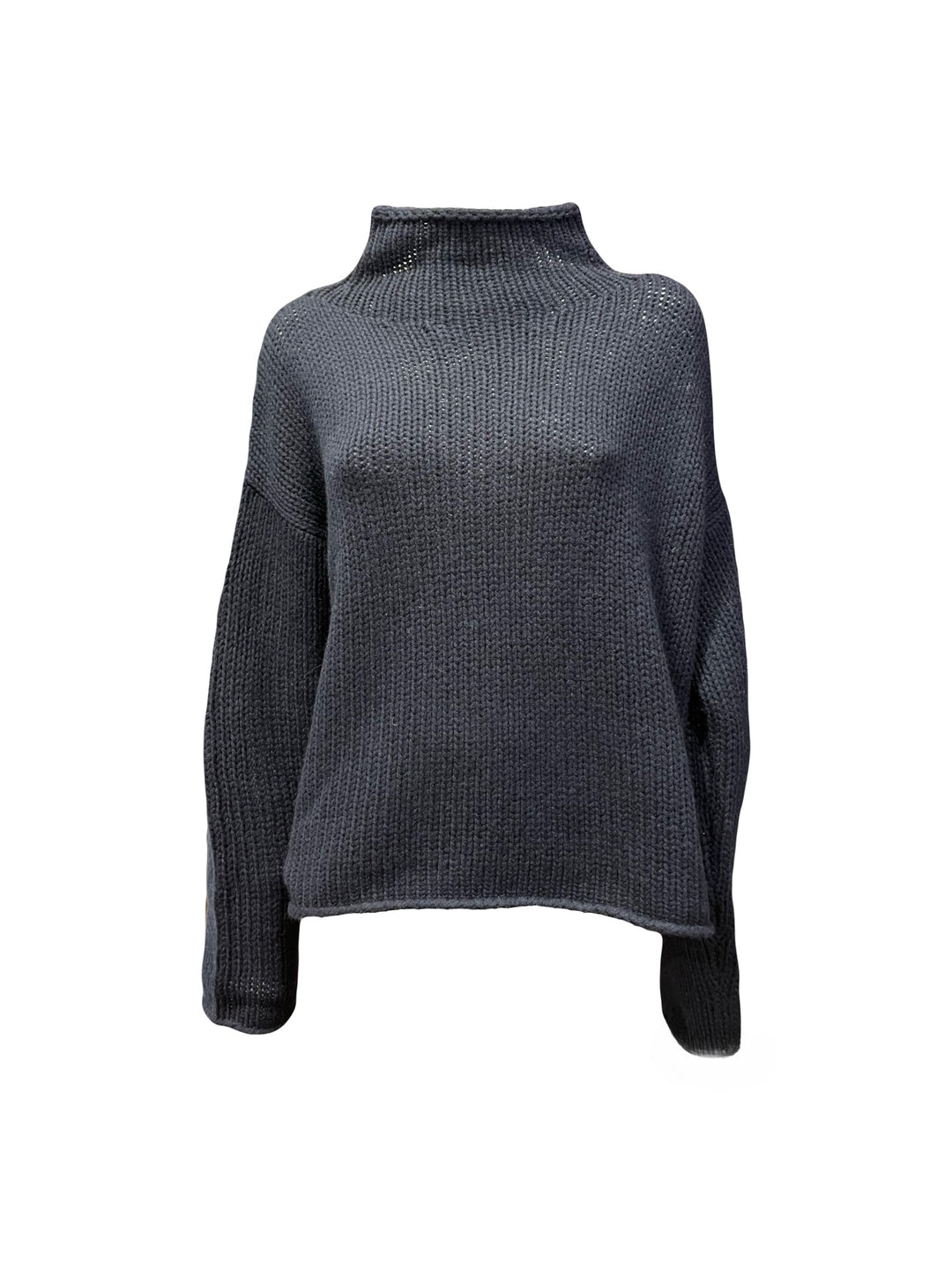 Pulli-FFC-Stehkragen-Laessig-Navy-Strickpullover-Dunkelblau