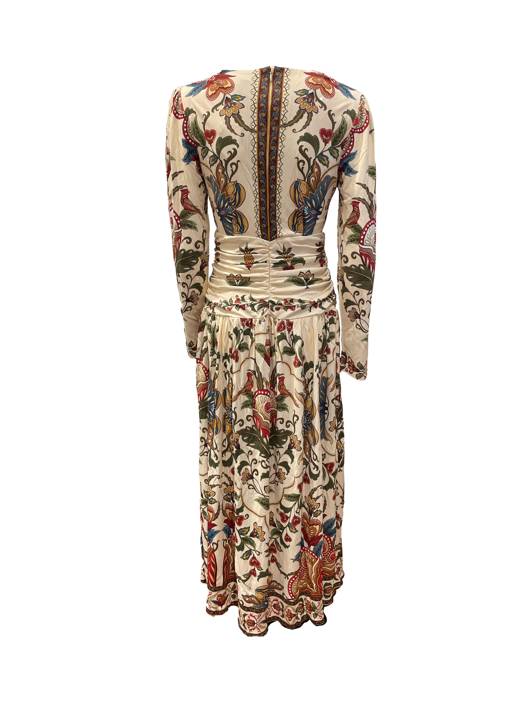Kleid-Farm-Rio-Majestic-Hearts-Cream-Lang-Muster-Beige-Ecru