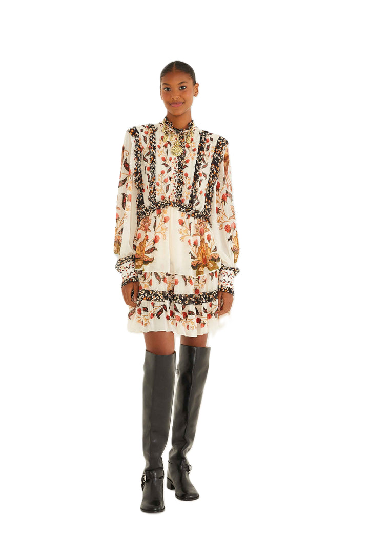 Kleid-Farm-Rio-Berry-Garden-Cream-Kurz-Bunt-Muster
