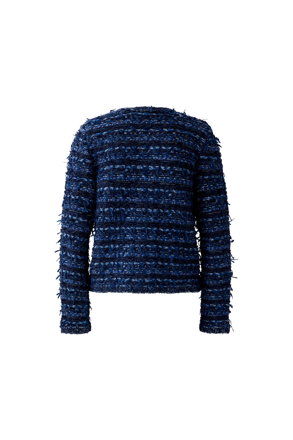 Strickjacke-oui-Dunkelblau-Streifen-Strick-Bunt-Muster