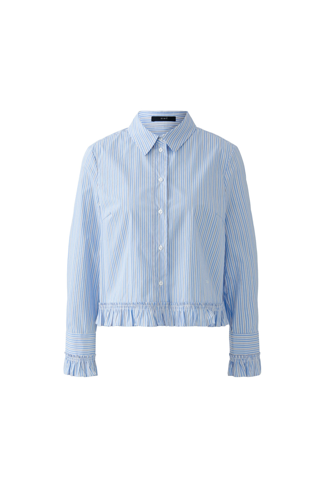 Bluse-oui-Streifen-Muster-Hellblau-Weiss-Kragen-Manschetten