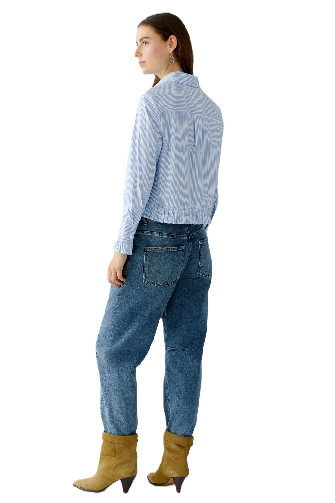 Bluse-oui-Streifen-Muster-Hellblau-Weiss-Kragen-Manschetten