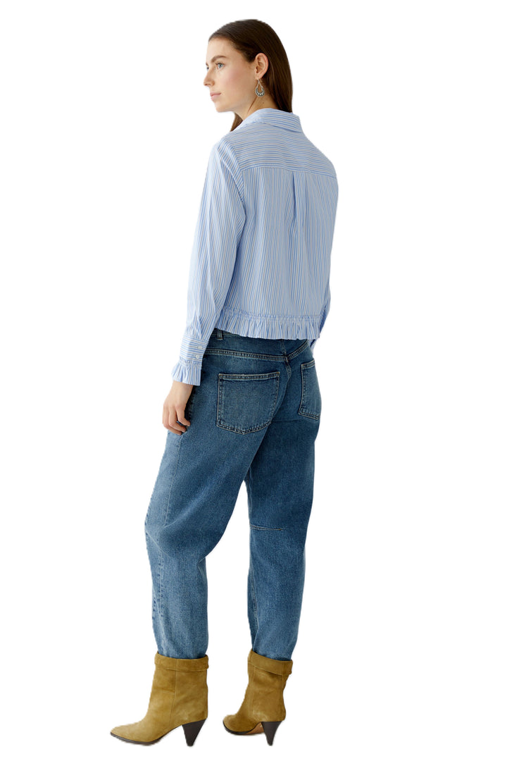 Bluse-oui-Streifen-Muster-Hellblau-Weiss-Kragen-Manschetten