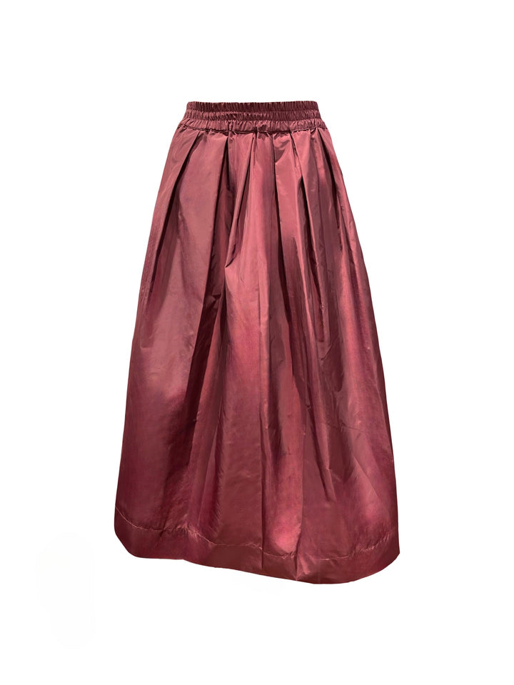 Rock-The-White-Shirt-Taft-glänzend-Gummibund-bordeaux-rot