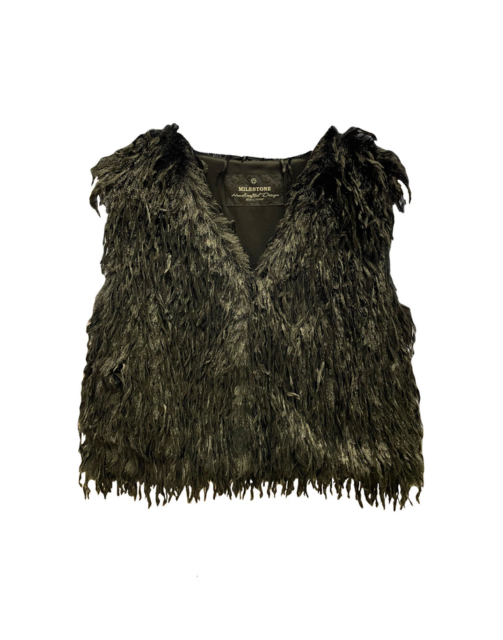 Weste-Milestone-Michelle-Kunstpelz-Federlook-schwarz