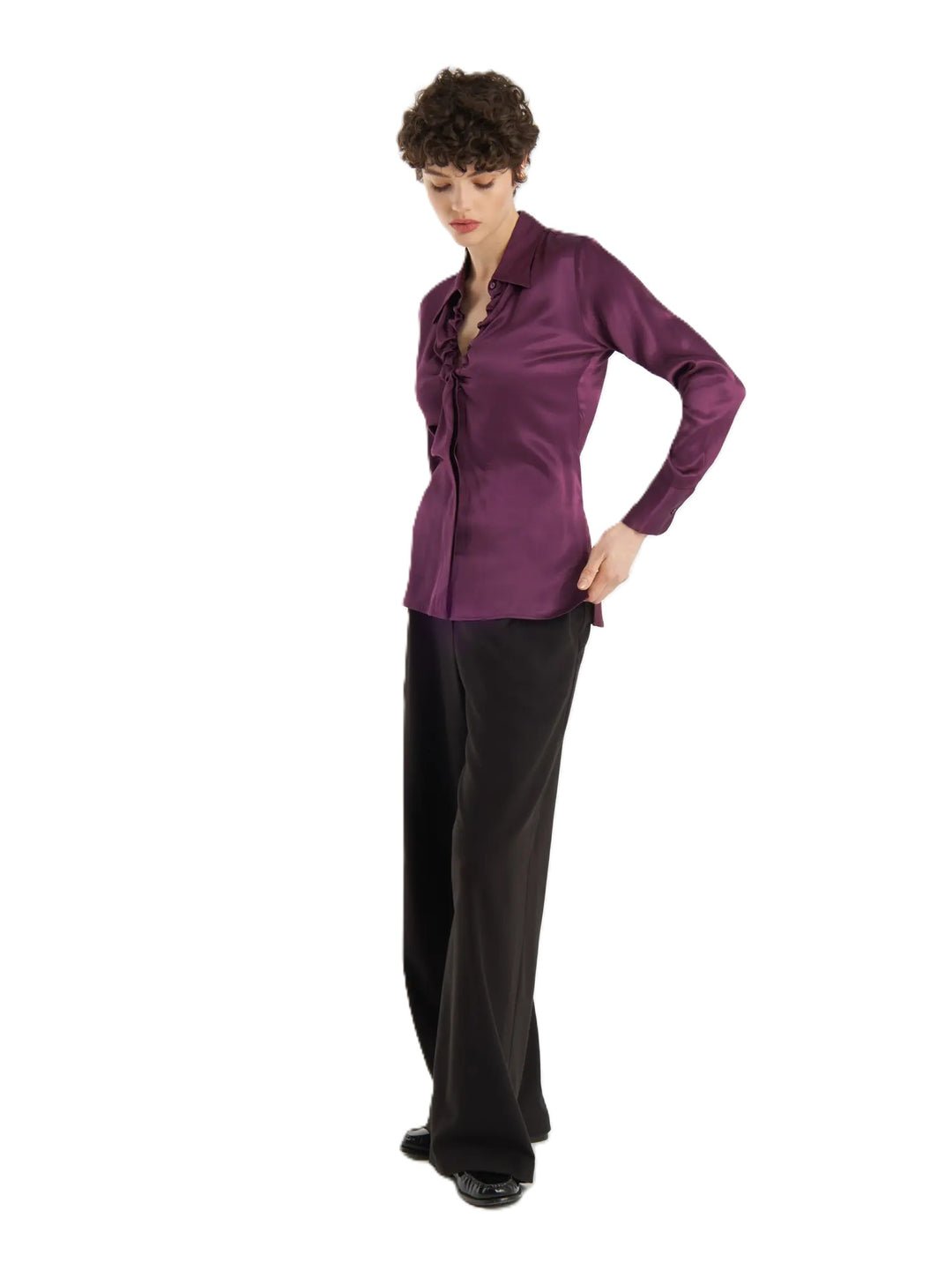 Bluse-SoSue-Ella-Shiny-Glanz-Raffung-bordeaux
