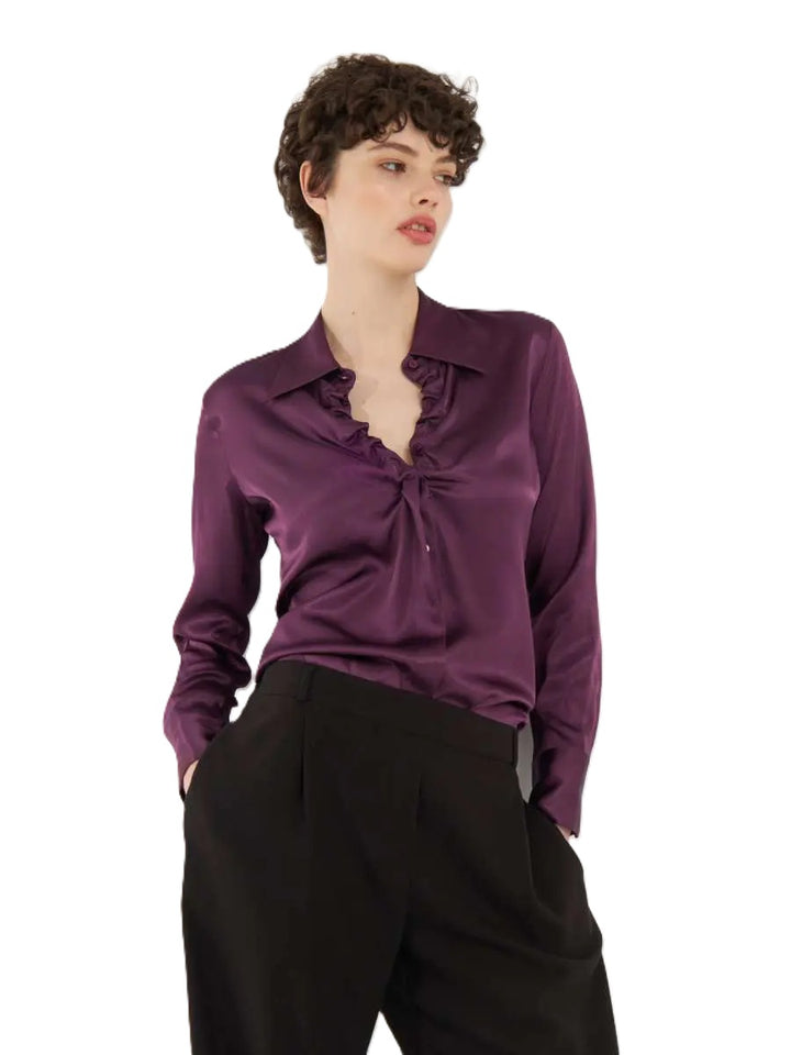 Bluse-SoSue-Ella-Shiny-Glanz-Raffung-bordeaux