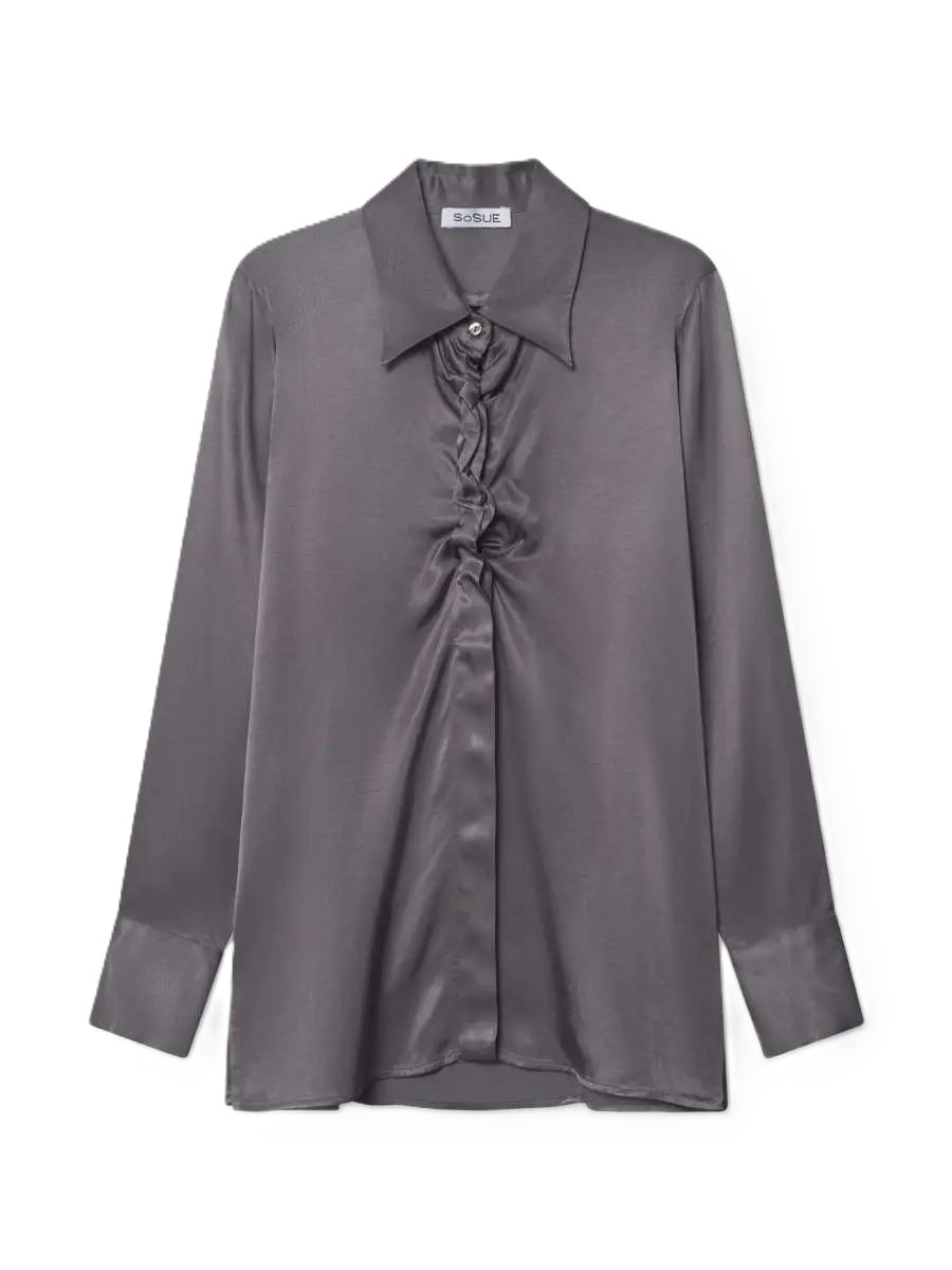 Bluse-SoSue-Ella-Shiny-Glanz-Raffung-grau