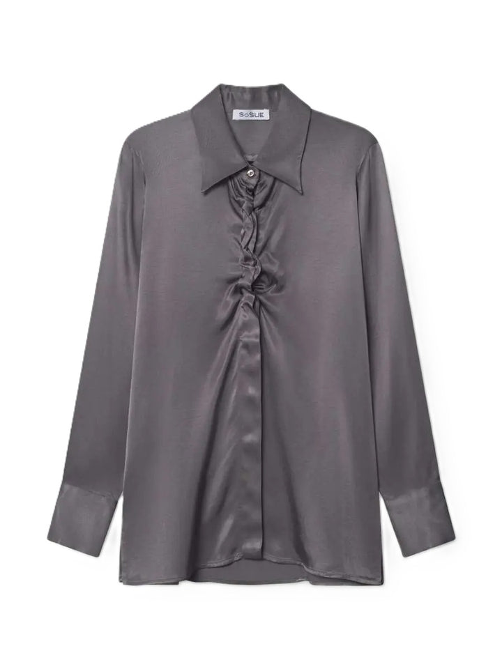 Bluse-SoSue-Ella-Shiny-Glanz-Raffung-grau