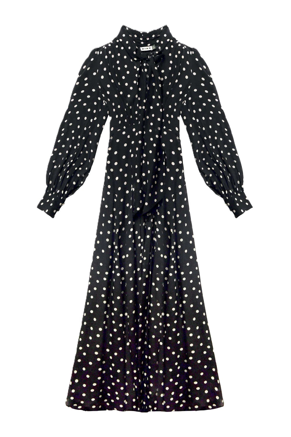 Kleid-Rixo-Marigold-Muster-Schwarz-Punkte-weiss-hemdkragen
