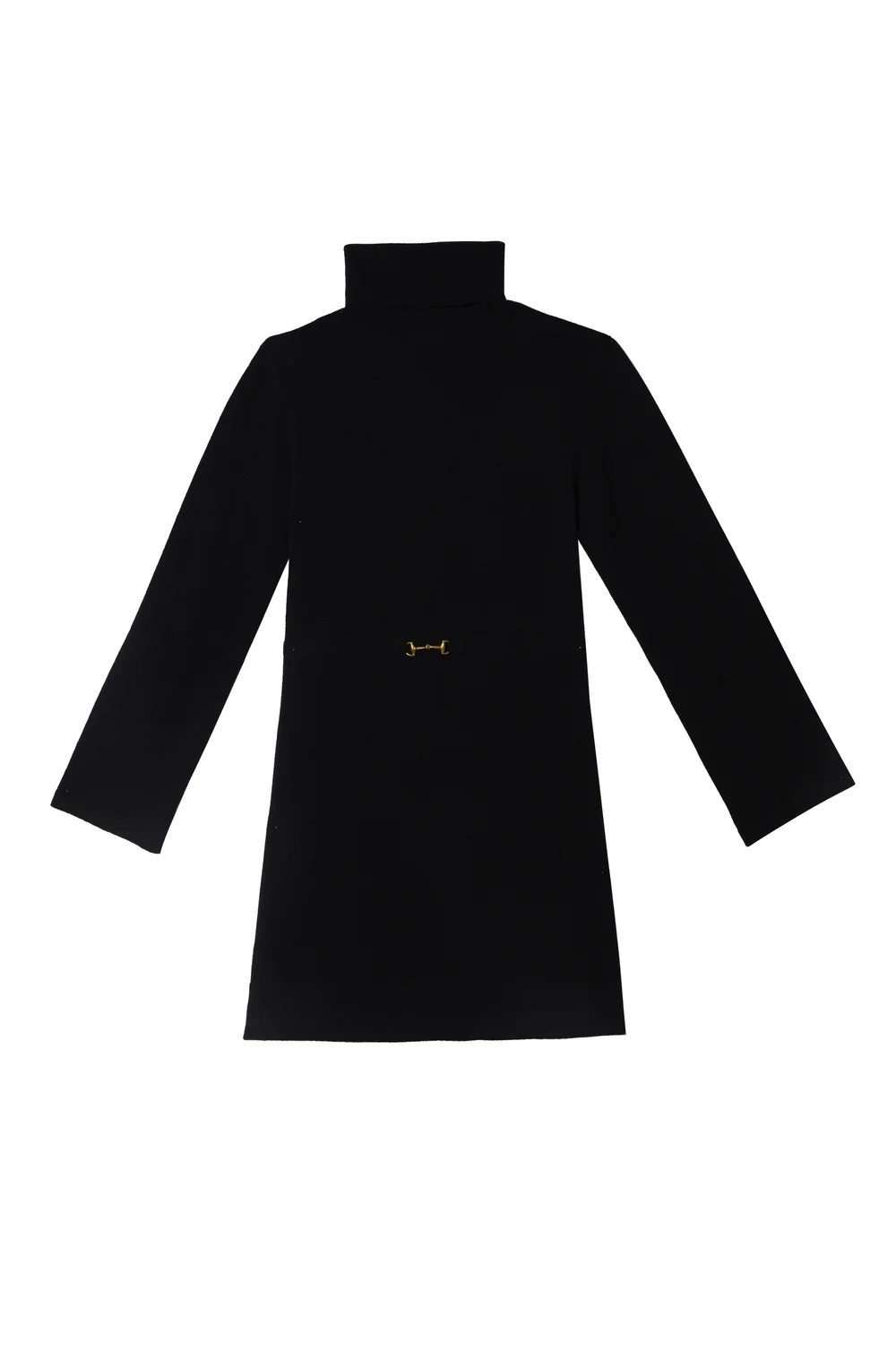 Kleid-Rixo-Aly-Strickkleid-Goldspange-lange Aermel-Kurz-schwarz