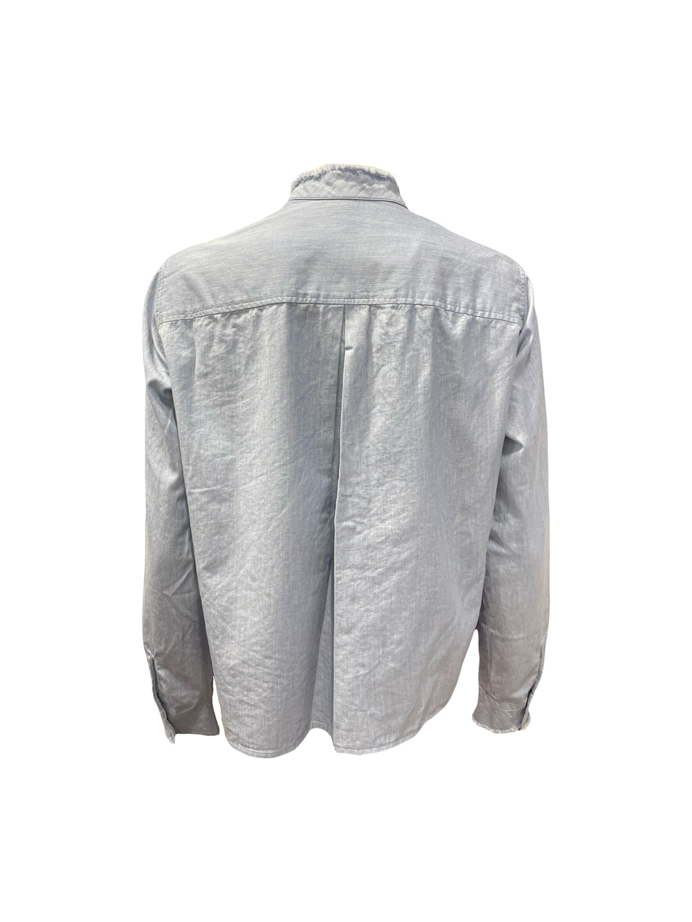 Bluse-The-White-Shirt-Hellblau-Denim-Kragen-Ausgefranst-Manschetten