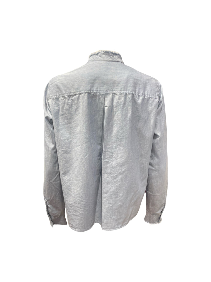 Bluse-The-White-Shirt-Hellblau-Denim-Kragen-Ausgefranst-Manschetten