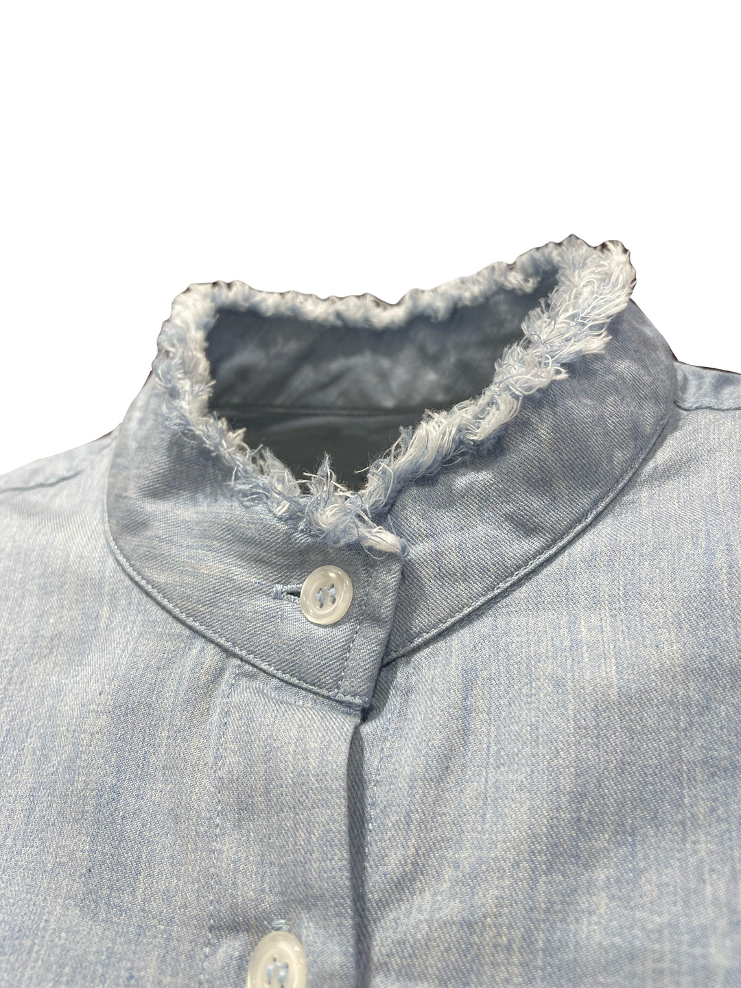 Bluse-The-White-Shirt-Hellblau-Denim-Kragen-Ausgefranst-Manschetten