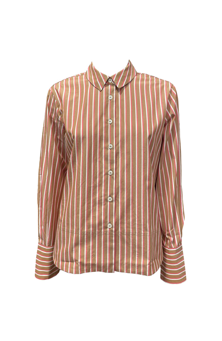 Bluse-The-White-Shirt-Streifen-Muster-Braun-Weiss-Rot-Kragen-Manschetten