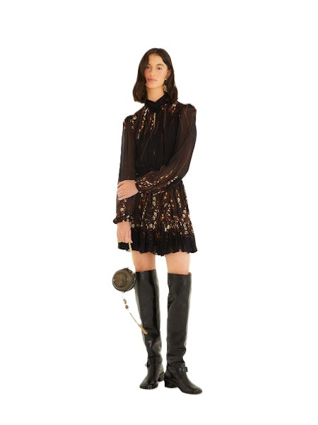 Kleid-Farm Rio-Garden Silhouette-Minikleid-Rosen-Meshware