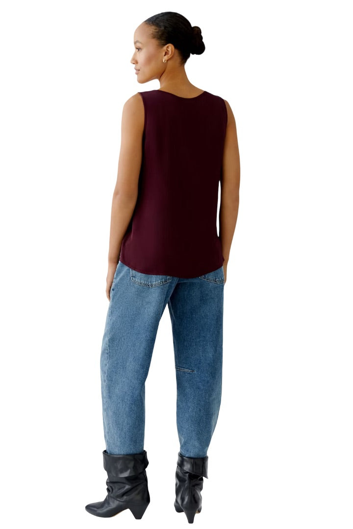 Tanktop-top-oui-rot-berry-burgunder-runder-Ausschnitt