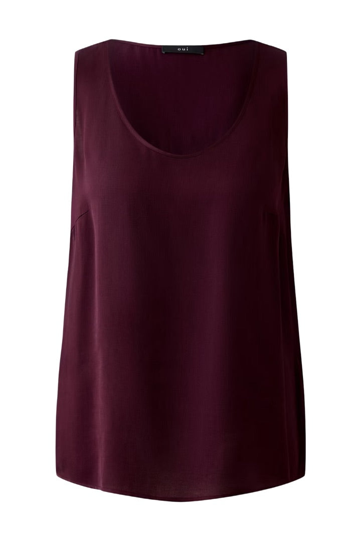 Tanktop-top-oui-rot-berry-burgunder-runder-Ausschnitt