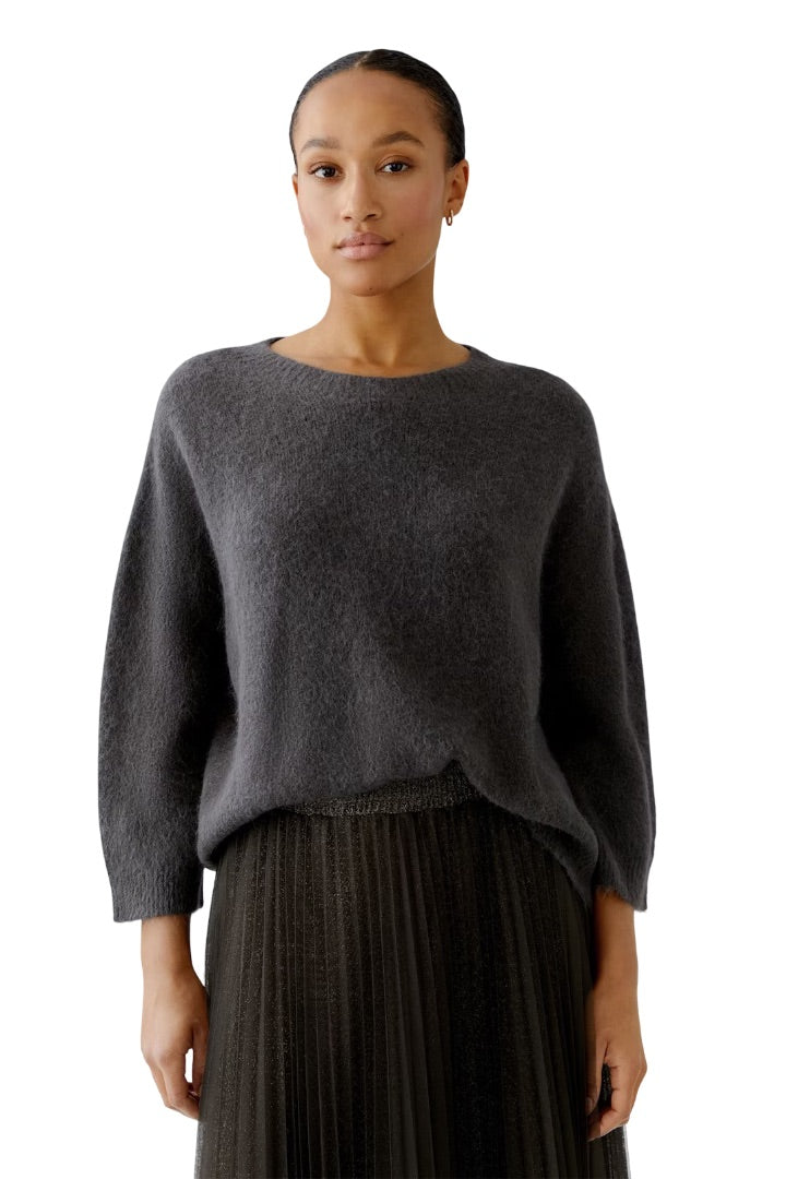 Strickpullover-oui-espresso-seamless-braun-Oversized